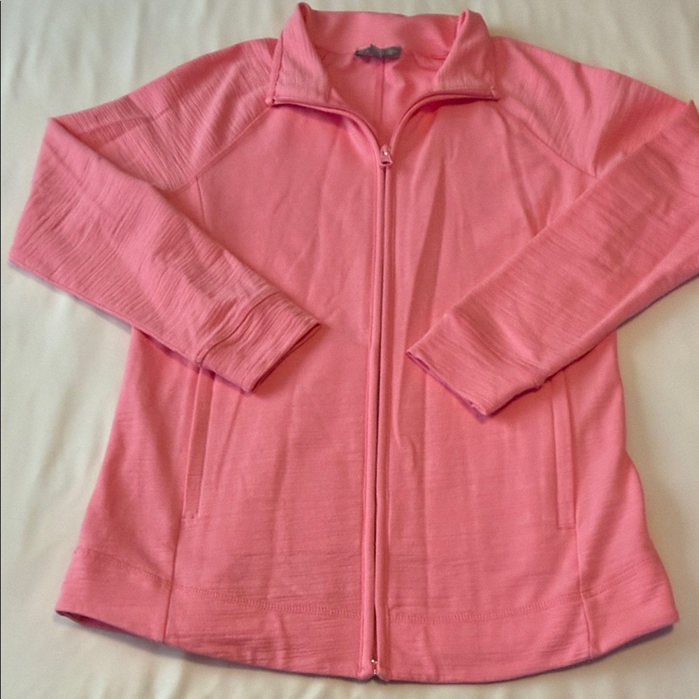 T by Talbots Vibrant Pink Full-Zip Jacket 50% UPF